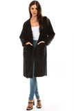 HMT-5206 Women's Red Heavy Knit Hooded Cardigan with Pockets