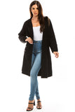 HMT-5206 Women's Red Heavy Knit Hooded Cardigan with Pockets