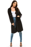HMT-5206 Women's Red Heavy Knit Hooded Cardigan with Pockets