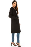 HMT-5206 Women's Red Heavy Knit Hooded Cardigan with Pockets