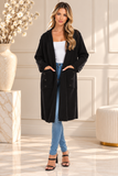 HMT-5206 Women's Red Heavy Knit Hooded Cardigan with Pockets
