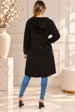 HMT-5206 Women's Red Heavy Knit Hooded Cardigan with Pockets
