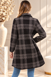 HMT-5207 Women's Plaid Thick Knit Cardigan with Pockets