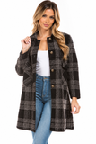 HMT-5207 Women's Plaid Thick Knit Cardigan with Pockets