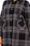 HMT-5207 Women's Plaid Thick Knit Cardigan with Pockets