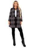 HMT-5207 Women's Plaid Thick Knit Cardigan with Pockets