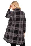 HMT-5207 Women's Plaid Thick Knit Cardigan with Pockets