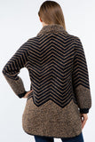HMT-5214 Women's Fuzzy Knit Cardigan Coat with Pockets