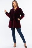HMT-5214 Women's Fuzzy Knit Cardigan Coat with Pockets