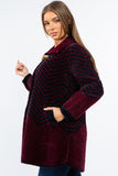 HMT-5214 Women's Fuzzy Knit Cardigan Coat with Pockets
