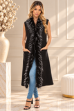 HMT-5216 Women's Faux/Fur Long Vest Cardigan Vest with Pockets