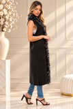 HMT-5216 Women's Faux/Fur Long Vest Cardigan Vest with Pockets
