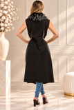 HMT-5216 Women's Faux/Fur Long Vest Cardigan Vest with Pockets