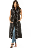 HMT-5216 Women's Faux/Fur Long Vest Cardigan Vest with Pockets