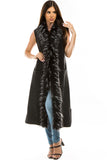 HMT-5216 Women's Faux/Fur Long Vest Cardigan Vest with Pockets