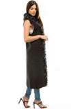 HMT-5216 Women's Faux/Fur Long Vest Cardigan Vest with Pockets