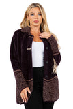 HMT-6002 Women's Fuzzy Cardigan Coat With Pockets