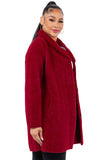 HMT-6003 Women's Fuzzy Oversized Open Front Cardigan with Pockets