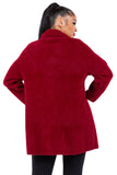 HMT-6003 Women's Fuzzy Oversized Open Front Cardigan with Pockets