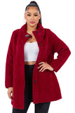 HMT-6003 Women's Fuzzy Oversized Open Front Cardigan with Pockets