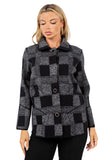 HMT-6819 Women Plaid Button Down Cardigan with Pockets