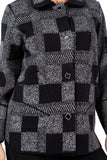 HMT-6819 Women Plaid Button Down Cardigan with Pockets