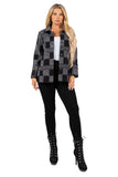 HMT-6819 Women Plaid Button Down Cardigan with Pockets
