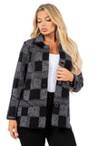 HMT-6819 Women Plaid Button Down Cardigan with Pockets