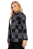 HMT-6819 Women Plaid Button Down Cardigan with Pockets