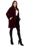 HMT-8039  Women's Fuzzy Long Coat With Pockets