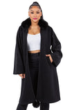 HMT-8060 Women's Black Cardigan Coat with Pockets