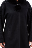 HMT-8060 Women's Black Cardigan Coat with Pockets