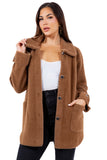 HMT-809 Women's Fuzzy Oversized Open Front Cardigan with Pockets