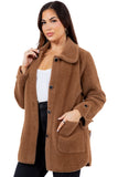 HMT-809 Women's Fuzzy Oversized Open Front Cardigan with Pockets