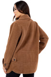 HMT-809 Women's Fuzzy Oversized Open Front Cardigan with Pockets