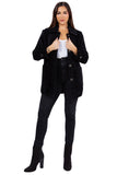 HMT-809 Women's Fuzzy Oversized Open Front Cardigan with Pockets