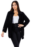 HMT-809 Women's Fuzzy Oversized Open Front Cardigan with Pockets