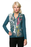 HP-3500 Women's Mandarin Collar Multicolor Blazer