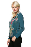 HP-3500 Women's Mandarin Collar Multicolor Blazer