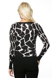 HPB-4100 Women's Animal Print Embellished Button Down Short Cardigan