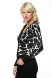 HPB-4100 Women's Animal Print Embellished Button Down Short Cardigan