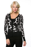 HPB-4100 Women's Animal Print Embellished Button Down Short Cardigan