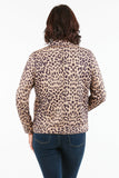 HQ-6003 Women's Leopard Print Zip Up Faux/Suede Motor Jacket