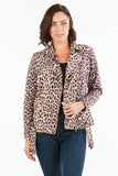 HQ-6003 Women's Leopard Print Zip Up Faux/Suede Motor Jacket