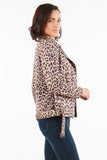 HQ-6003 Women's Leopard Print Zip Up Faux/Suede Motor Jacket