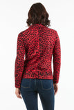 HQ-6003 Women's Leopard Print Zip Up Faux/Suede Motor Jacket