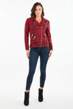 HQ-6003 Women's Leopard Print Zip Up Faux/Suede Motor Jacket