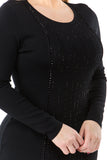 HRA-4502 Women's Knit Bodycon Dress Crafted with Embellishments