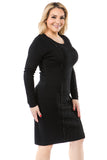 HRA-4502 Women's Knit Bodycon Dress Crafted with Embellishments