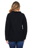 HRA-4503 Black Knit Embellished Zip-Up Cardigan with Faux/Fur Collar